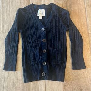 Peek Girls Blue Cable Knit Cardigan Sweater XS Long Sleeve V-Neck